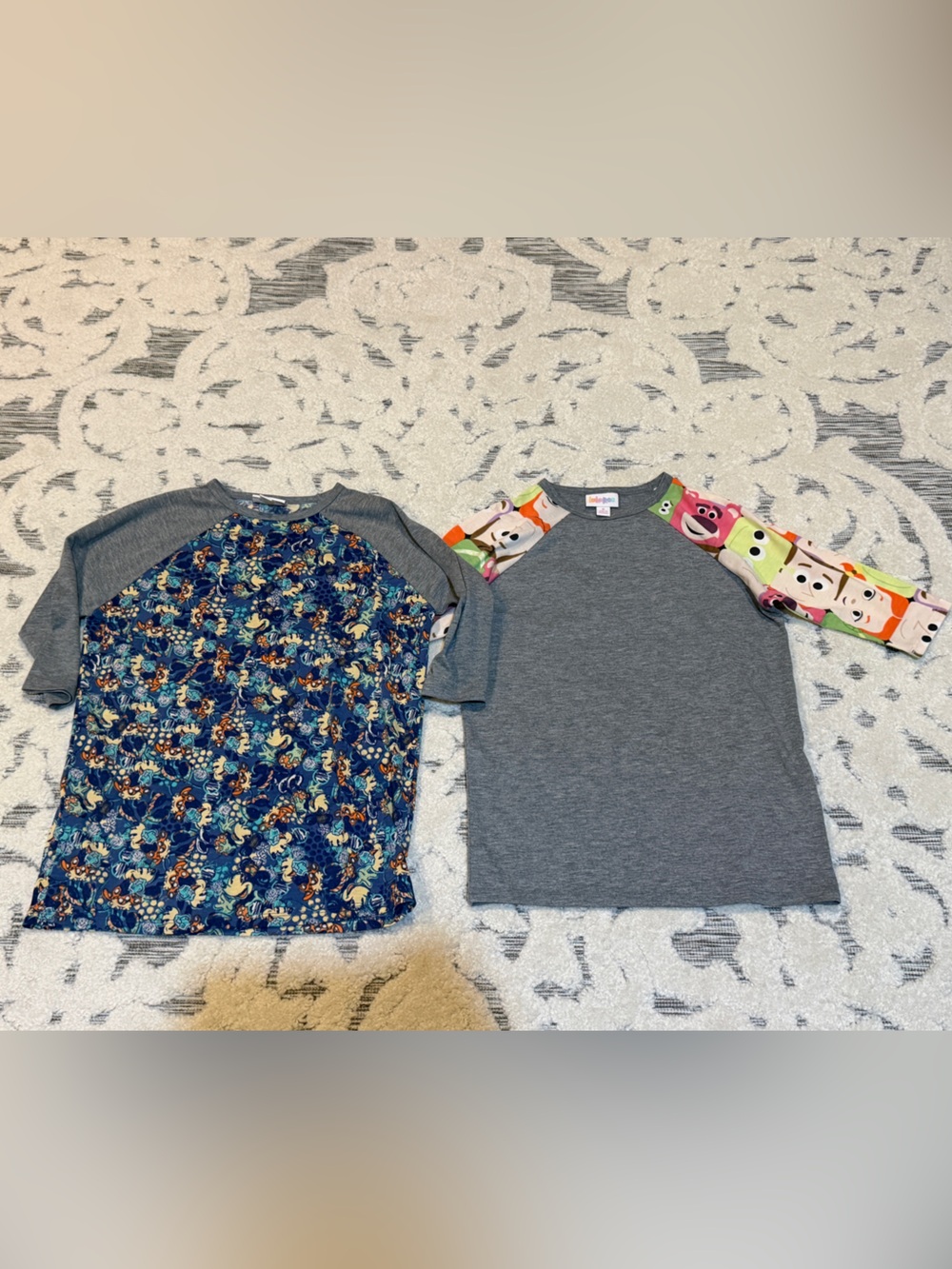 Lot of 2 Kids LLR  Disney Raglan Tee Set - Gray with Minnie Mouse Toy Story 8/10